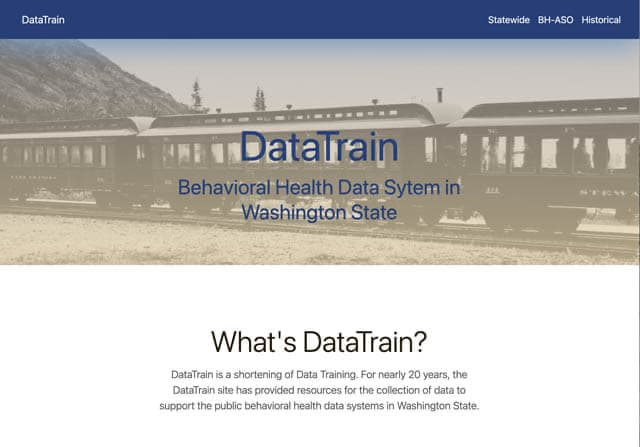 Screenshot of the datatrain homepage.